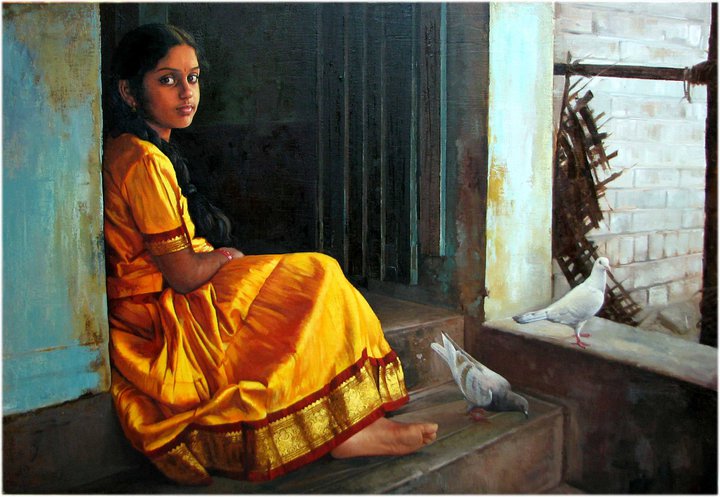 Paintings of rural indian women   Oil painting (6)